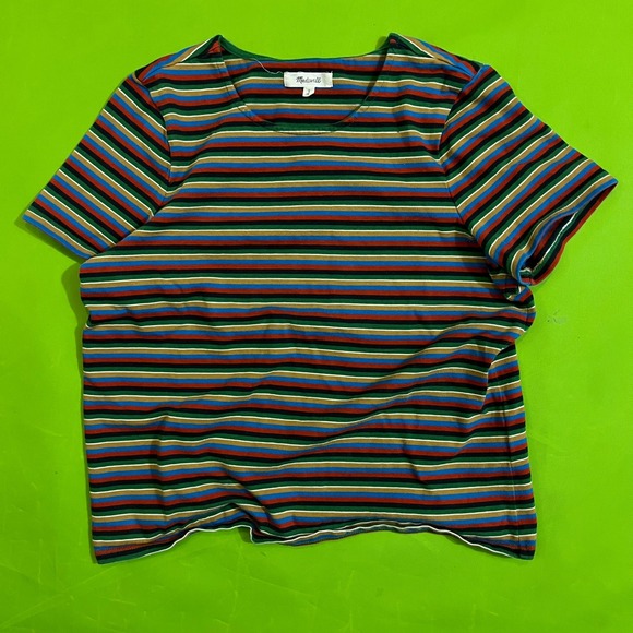 Small Madewell Striped T-Shirt Women's Multicolor Short Sleeve Casual Top - Picture 1 of 5